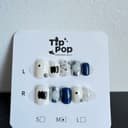 Abstract Navy Speckle press-on nail set on a TipPop Nails card