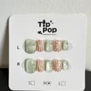Sage Blush Foil press-on nail set on a TipPop Nails card